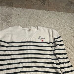Amore Striped V-Neck Sweater